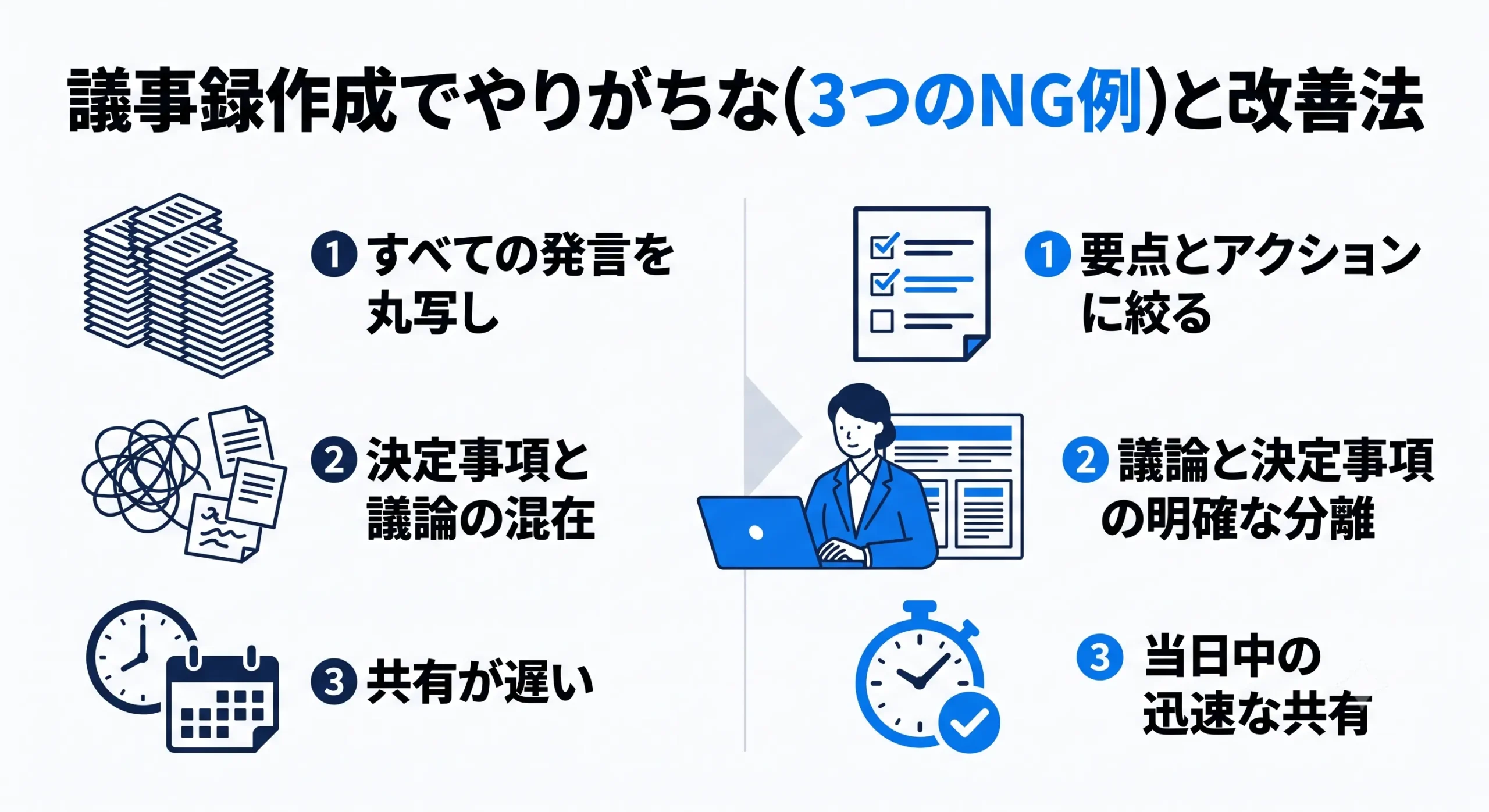 議事録でありがちなNG例と改善法