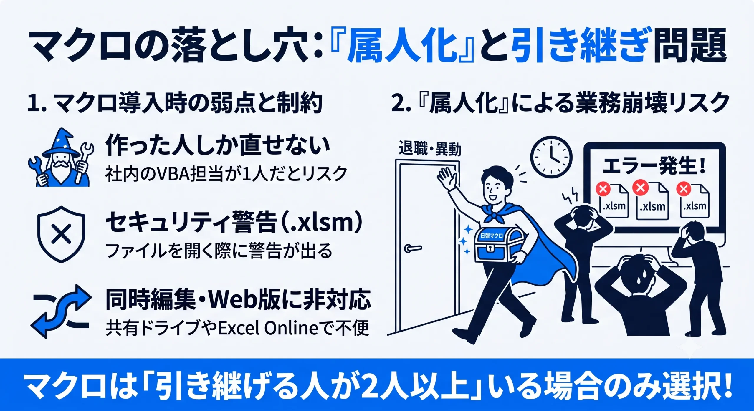マクロの落とし穴 属人化と引き継ぎ問題